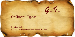 Grüner Igor névjegykártya
